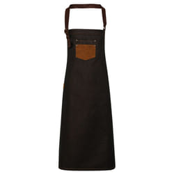 Premier Division Bibbed Apron - One Size, Black/Tan Denim