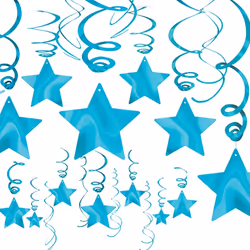 Amscan Foil Stars & Swirls Streamers (Pack of 30) - One Size, Caribbean Blue