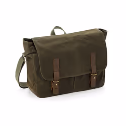 Quadra Heritage Leather Accents Messenger Bag - One Size, Olive Green