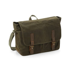 Quadra Heritage Leather Accents Messenger Bag - One Size, Olive Green