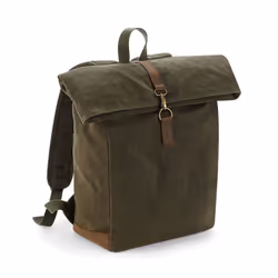 Quadra Heritage Leather Accents Backpack - One Size, Olive Green
