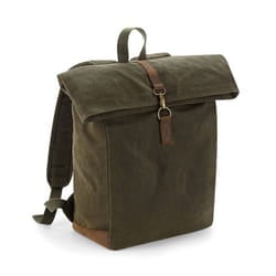 Quadra Heritage Leather Accents Backpack - One Size, Olive Green