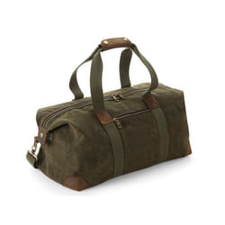 Quadra Heritage Leather Accents Holdall - One Size, Olive Green