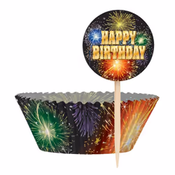 Unique Party Firework Birthday Muffin and Cupcake Cases Set (Pack of 24)