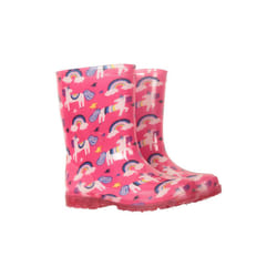 Mountain Warehouse Childrens/Kids Splash Unicorn And Rainbow Light Up Wellington Boots - 10 UK Child, Bright Pink