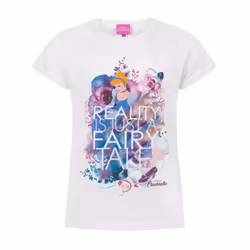 Cinderella Girls Reality Is Just A Fairy Tale Short-Sleeved T-Shirt - 12-13 Years, White/Pink/Blue