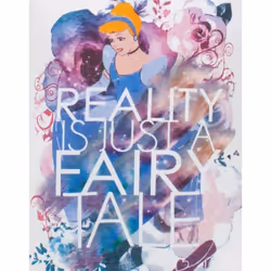 Cinderella Girls Reality Is Just A Fairy Tale Short-Sleeved T-Shirt - 12-13 Years, White/Pink/Blue
