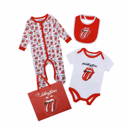 Amplified Baby The Rolling Stones Babygrow Set (Pack of 3) - 3-6 Months, White/Red