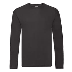 Fruit of the Loom Mens Original Plain Long-Sleeved T-Shirt - S, Black