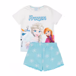 Frozen Girls Anna And Elsa Short Pyjama Set - 3-4 Years, Blue/White/Orange