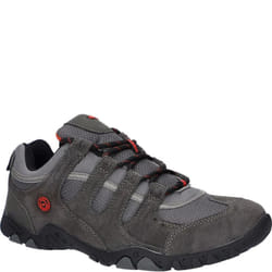 Hi-Tec Mens Quadra II Suede Walking Shoes - 7 UK, Charcoal/Zingy Red