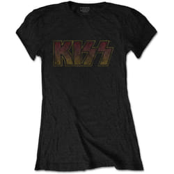 Kiss Womens/Ladies Vintage Cotton Logo T-Shirt - S, Black