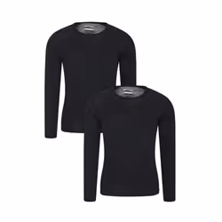 Mountain Warehouse Mens Merino Wool Base Layer Top (Pack of 2) - XXL, Black
