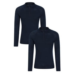 Mountain Warehouse Mens Merino Wool Base Layer Top (Pack of 2) - 4XL, Navy