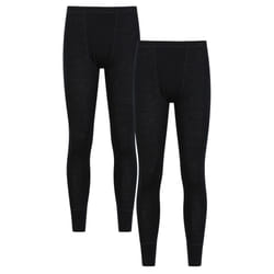 Mountain Warehouse Mens Merino Wool Base Layer Bottoms (Pack of 2) - XS, Black