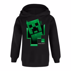 Minecraft Boys Creeper Inside Hoodie - 9-10 Years, Black/Green
