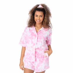 Barbie Womens/Ladies Tie Dye Towelling T-Shirt & Shorts Set - 3XL R, Pink