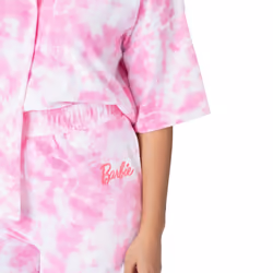 Barbie Womens/Ladies Tie Dye Towelling T-Shirt & Shorts Set - 3XL R, Pink