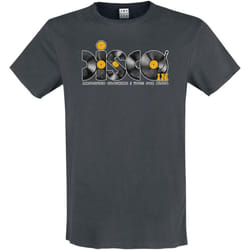 Amplified Mens Discs Disco T-Shirt - 3XL, Charcoal/Orange