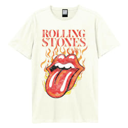 Amplified Mens Hot Tongue The Rolling Stones T-Shirt - L, Vintage White