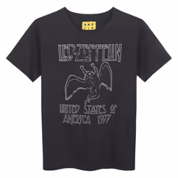 Amplified Childrens/Kids USA 1977 Led Zeppelin T-Shirt - 11-12 Years, Charcoal