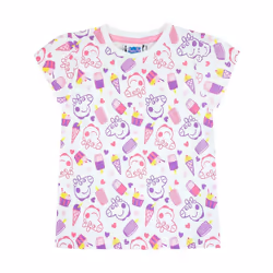 Peppa Pig Girls All-Over Print T-Shirt - 5-6 Years, White