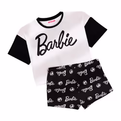 Barbie Womens/Ladies Short Pyjama Set - XL, Black/White