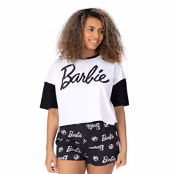 Barbie Womens/Ladies Short Pyjama Set - XL, Black/White