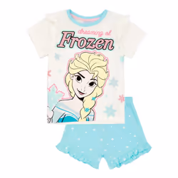 Frozen Girls Short-Sleeved Pyjama Set - 7-8 Years, Blue/White