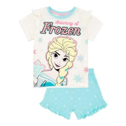 Frozen Girls Short-Sleeved Pyjama Set - 7-8 Years, Blue/White