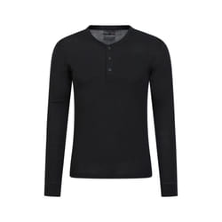 Mountain Warehouse Mens Merino Wool Henley Thermal Top - XXL, Black
