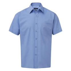 Premier Mens Short Sleeve Poplin Shirt - 21in, Mid Blue