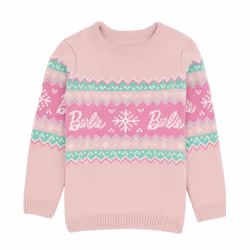 Barbie Girls Fair Isle Jumper - 3-4 Years, Pastel Pink