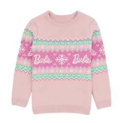 Barbie Girls Fair Isle Jumper - 3-4 Years, Pastel Pink