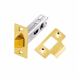 Securit Brass Plated Bolt Through Mortice Latch - 75mm, Steel/Brass