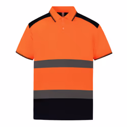 Yoko Mens Two Tone Hi-Vis Polo Shirt - 3XL, Orange/Navy