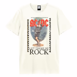 Amplified Mens Let There Be Rock Angus AC/DC T-Shirt - S, Vintage White