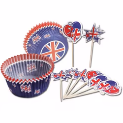 Amscan Great Britain Muffin Cases With Picks (Pack of 48)