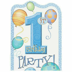 Unique Party 1st Birthday Invitations (Pack of 8)