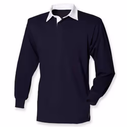 Front Row Mens Classic Long-Sleeved Rugby Shirt - XS, Navy/White