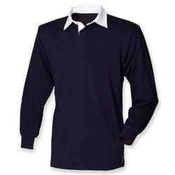 Front Row Mens Classic Long-Sleeved Rugby Shirt - XS, Navy/White