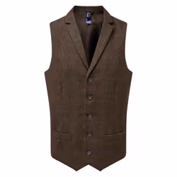 Premier Mens Herringbone Waistcoat - L, Brown