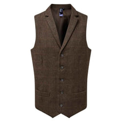 Premier Mens Herringbone Waistcoat - L, Brown