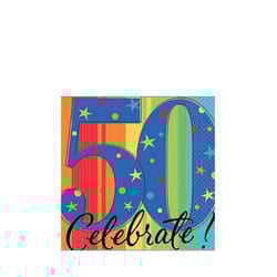 Amscan A Year To Celebrate 50th Birthday Disposable Napkins (Pack of 16)