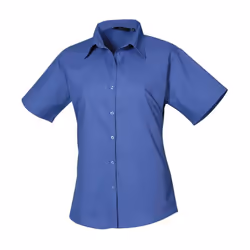 Premier Womens/Ladies Poplin Short-Sleeved Blouse - 28 UK, Royal Blue