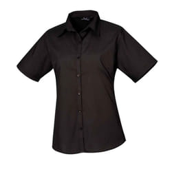 Premier Womens/Ladies Poplin Short-Sleeved Blouse - 28 UK, Black