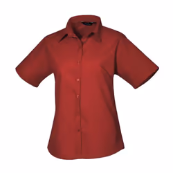 Premier Womens/Ladies Poplin Short-Sleeved Blouse - 30 UK, Burgundy
