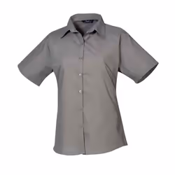 Premier Womens/Ladies Poplin Short-Sleeved Blouse - 28 UK, Dark Grey