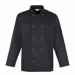 Premier Unisex Adult Stud Front Long-Sleeved Chef Jacket - 3XL, Black