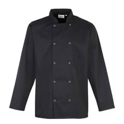 Premier Unisex Adult Stud Front Long-Sleeved Chef Jacket - 3XL, Black